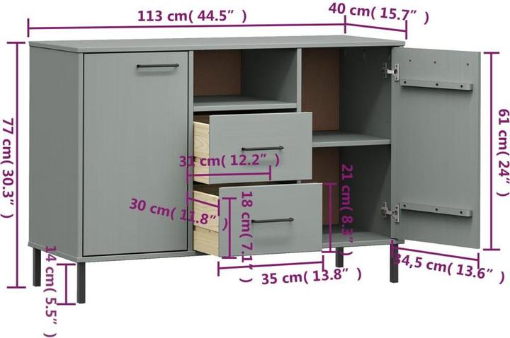 Produktbild vidaXL Sideboard (113 x 40 x 77 cm)