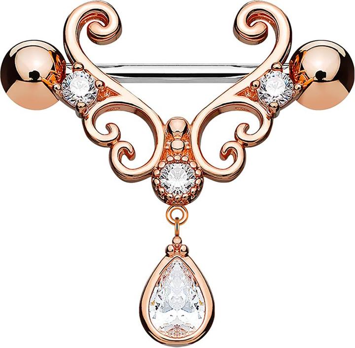 Immagine prodotto Star Piercing Barbell rosegold Herz filigran mit Anhänger (Ottone, Acciaio chirurgico 316L)