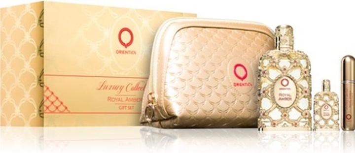 Orientica Luxury Collection Royal Amber U Set EDP 80 ml & EDP 75 ml Atomizer Spray - (Parfum Set)