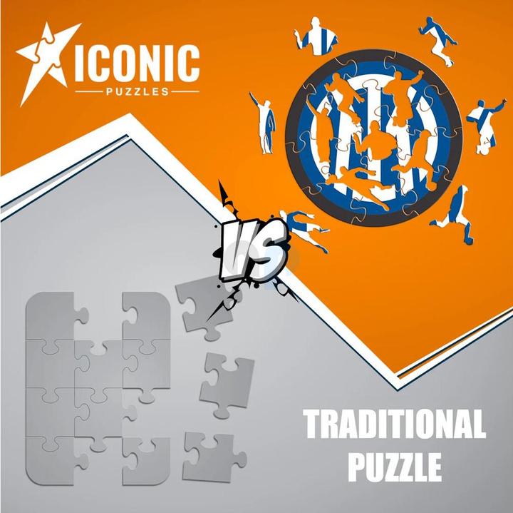 Actual product image Iconic FC Inter Milan - Logo - Wooden Puzzle Size L (500 pieces) (500 pieces)