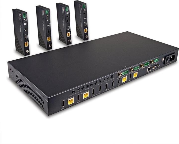 Lindy Kit extender matrice HDMI 4K60 HDBaseT 150m cat.6 4x4 avec émetteur HDBaseT et 4 récepteurs