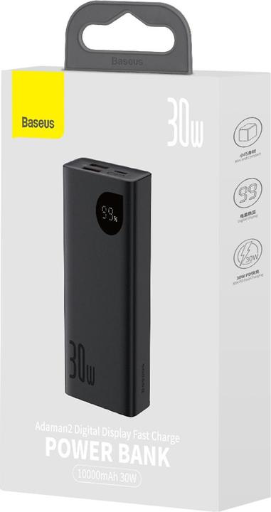 Image du produit Baseus Powerbank Adaman2 10000 mAh, 2xUSB, USB-C, 30 W (noir) (10000 mAh, 30 W, 37 Wh)