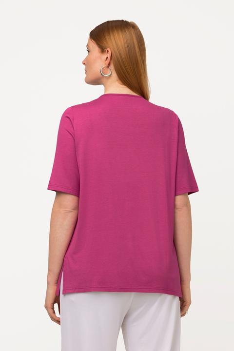 Image du produit Ulla Popken T-shirt doublé à l'avant, col V et manches courtes (58)