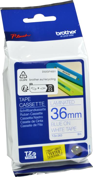 Produktbild Brother P-Touch (3.60 cm, Blau, Weiss)