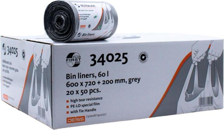 Actual product image Deiss Bin liners PCR First Plus 60l 50pcs grey (50 x, 60 l)