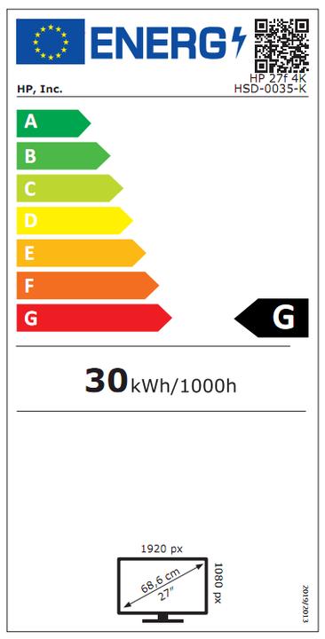 Label énergétique HP 27F (3840 x 2160 pixels, 27")