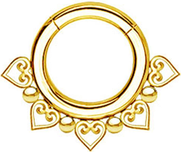 Immagine prodotto Star Piercing Anello a segmenti incernierato con cuori e palline placcati in oro (senza ottone, Acciaio chirurgico 316L)