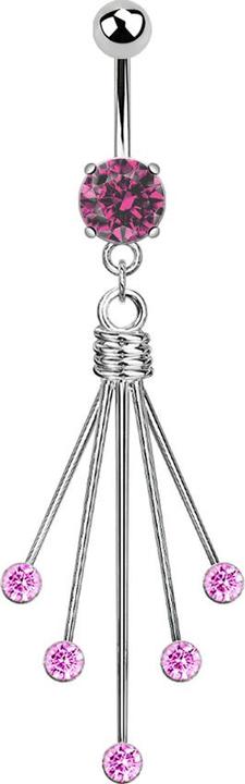 Immagine prodotto Star Piercing Banana in argento con ciondolo a cinque aghi di cristallo rosa (senza ottone, Acciaio chirurgico 316L)