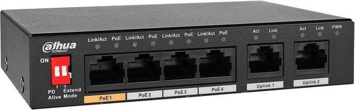 Image du produit Dahua Commutateur||PFS3005-4ET-60-V2|Bureau/Pied|PoE jungtys 4|60 Watts|DH-PFS3005-4ET-60-V2 (5 ports)