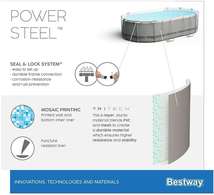Actual product image Bestway Power Steel Pool oval 305x200x84cm (305 x 200 x 84 cm)