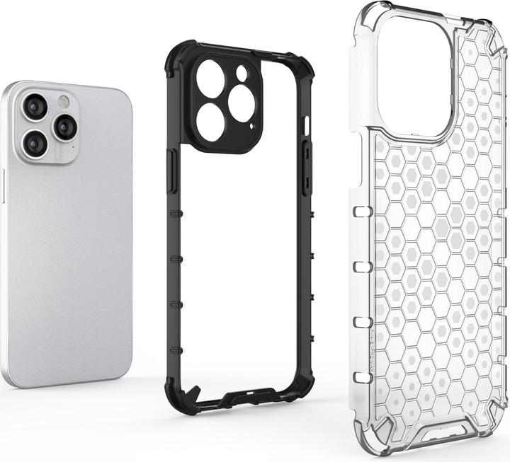 Actual product image Hurtel Honeycomb case for iPhone 14 Pro Max armored hybrid cover black (Apple iPhone 14 Pro Max)