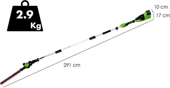 Actual product image Greenworks GD40PSHK2 Garden shears/hedge trimmer on extension pole 2 x 2 Ah40 V (Cordless hedgecutters)