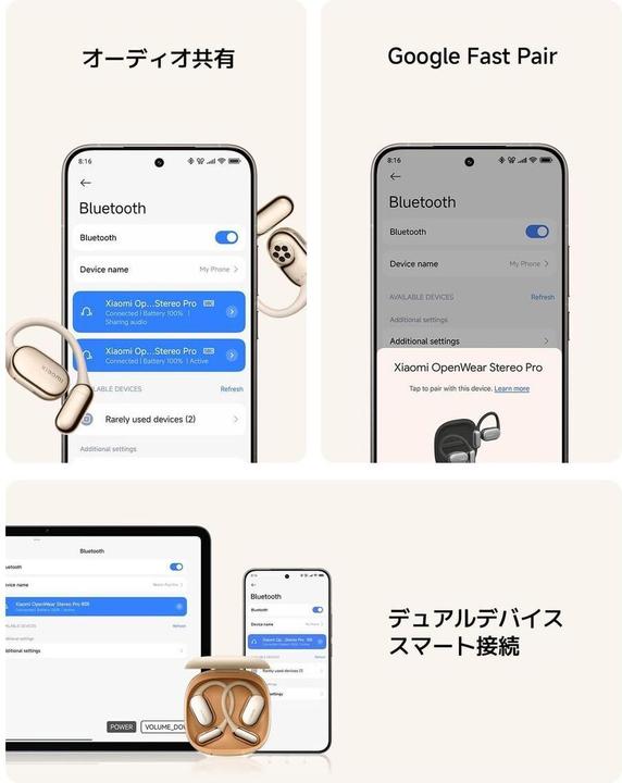 Actual product image Xiaomi OpenWear Stereo Pro Graphite Black, BHR080IGL (ANC, 8.50 h, Wireless)