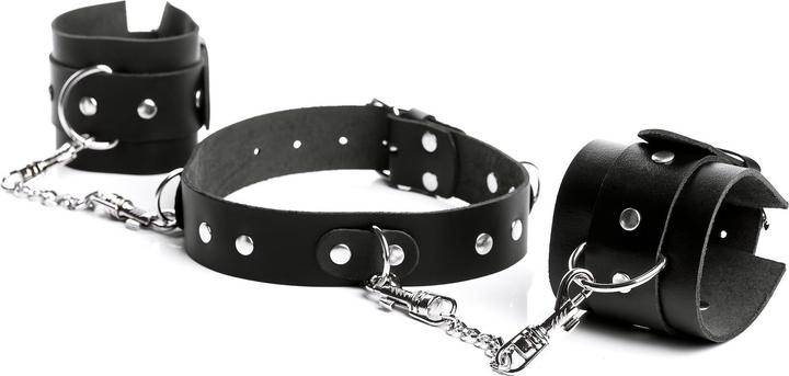 Image du produit Temptation Schmales Halsband durch Ketten mit Handschellen verbunden