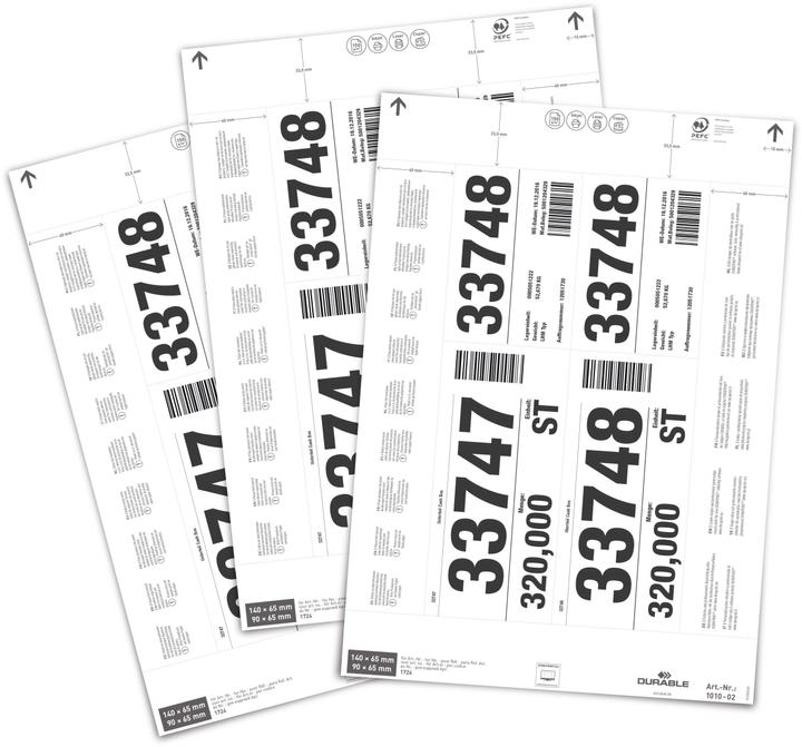 Nährwerte und Zutaten Durable Einsteckschilder für Logistiktaschen