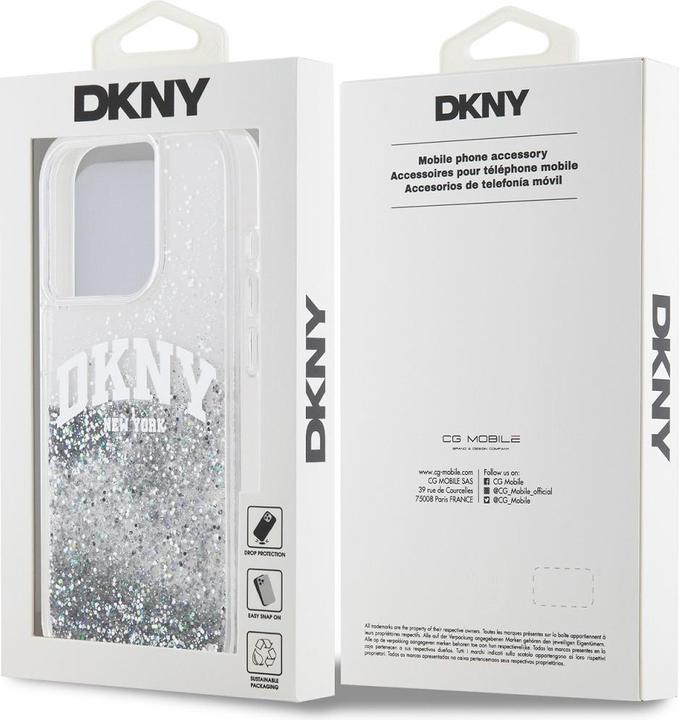 Actual product image DKNY DKHCP15LLBNAET iPhone 15 Pro 6.1" biały/white hardcase Liquid Glitter Big Logo (Apple iPhone 15 Pro)