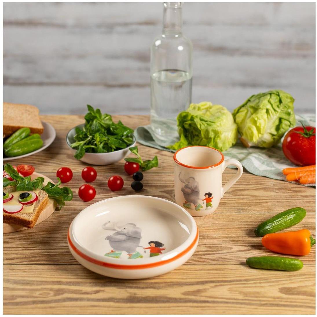 Thumbnail - Kuhn Rikon, Kindergeschirr + Kinderbesteck, Kinderset Elefant mit Kind