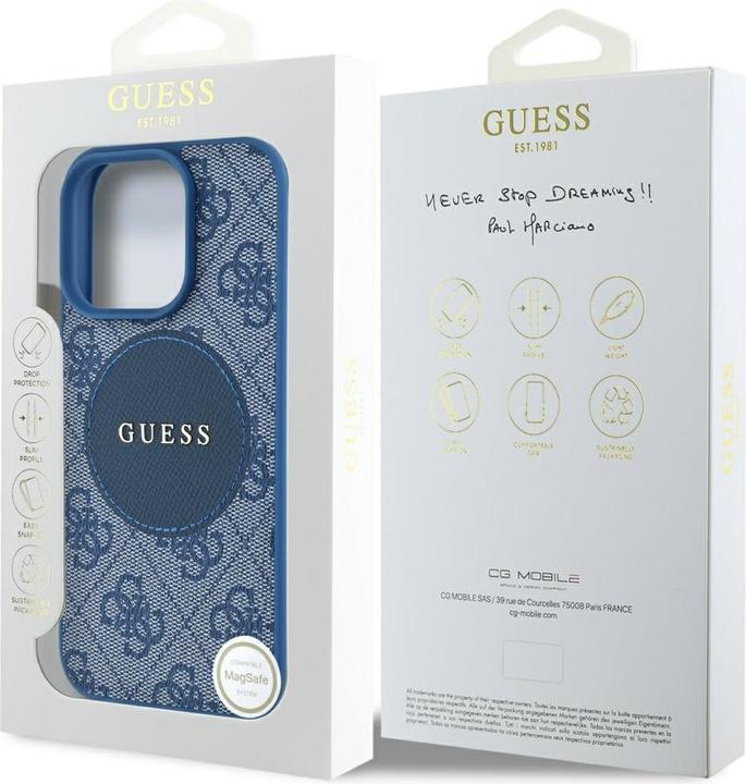 Productafbeelding Guess Case 4G Circle Classic Logo MagSafe for iPhone 16 Pro Max blue (Apple iPhone 16 Pro Max)