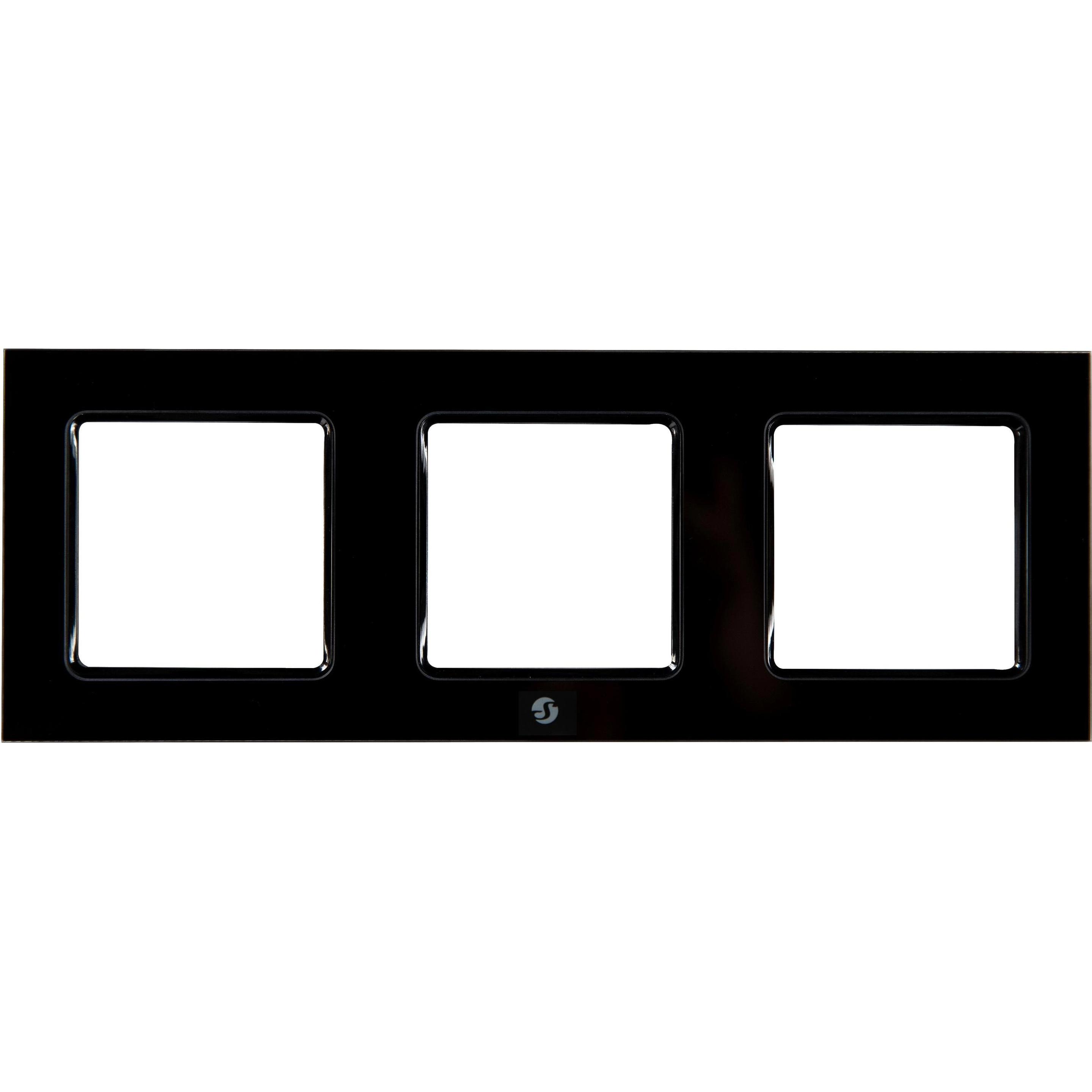 Thumbnail - Shelly, Zubehör Schalterprogramm, Accessories · "Wall Frame 3" · Wandtaster Rahmen 3-fach · Schwarz