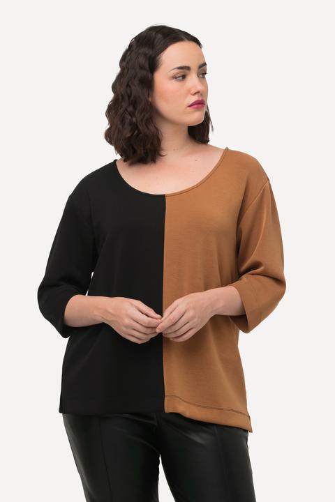 Actual product image Ulla Popken 3/4 Sleeve Scoop Neck Colorblock Sweatshirt (46, 48)
