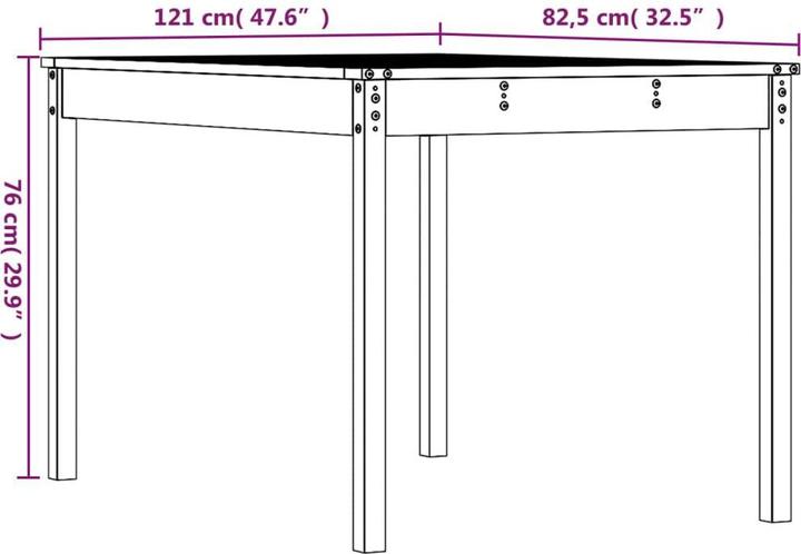 Produktbild vidaXL Gartentisch (121 x 82.50 x 76 cm)