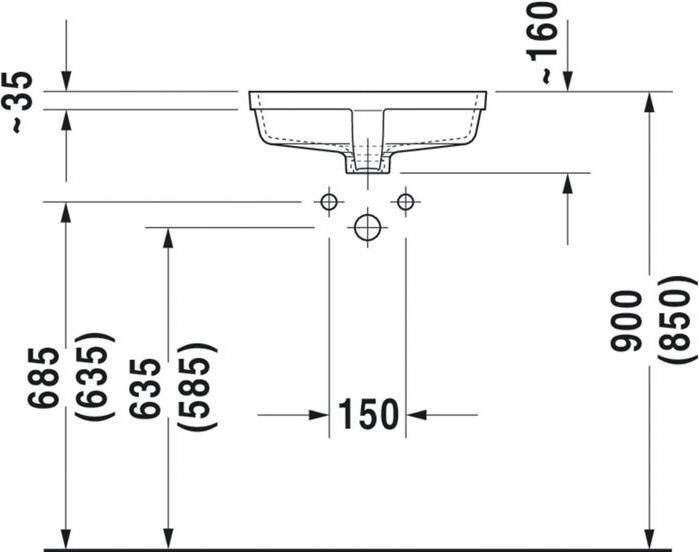 Immagine prodotto Duravit Lavabo da incasso VERO w ÜL o HLB 430x315mm o foro per rubinetto bianco WG (315 mm, 430 mm)