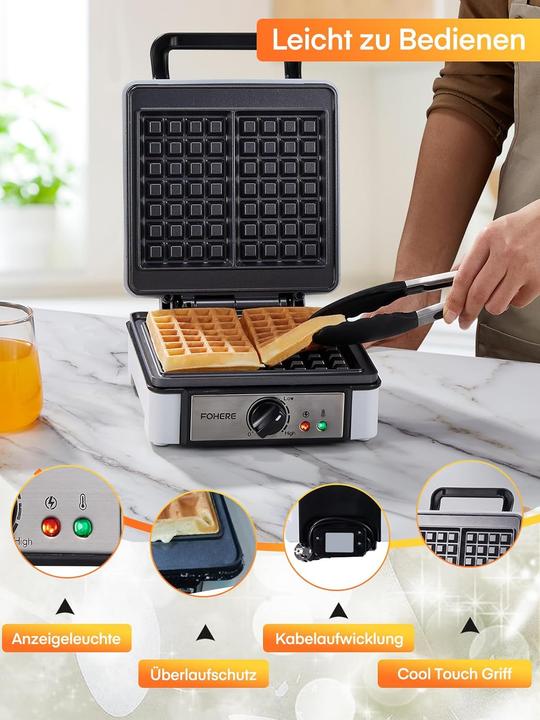 Image du produit Fohere Waffeleisen mit Antihaftbeschichtung