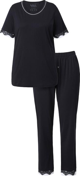 Image du produit Ulla Popken Pyjama à manches courtes, col rond et poches, ourlet en dentelle (50, 52)