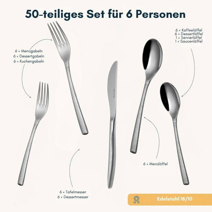 Actual product image Sola 50-teiliges Besteck-Set Hermitage für 6 Personen (50 Piece, Cutlery set)