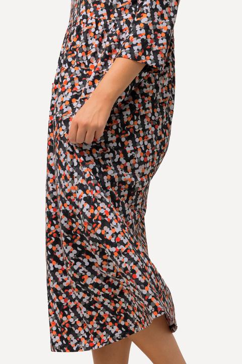 Produktbild Ulla Popken Jerseykleid, Punkte, Carree-Ausschnitt, 3/4-Arm (60)