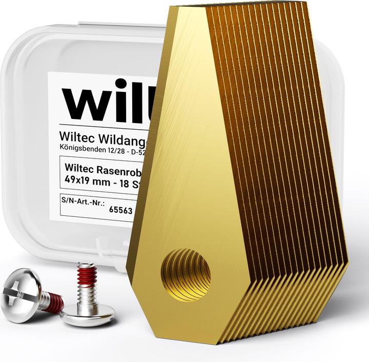 Immagine prodotto Wiltec Rasenroboter Messer Set Titan 49x19mm 18 Stück Mähroboter Rasenmäher (Robot falciante)