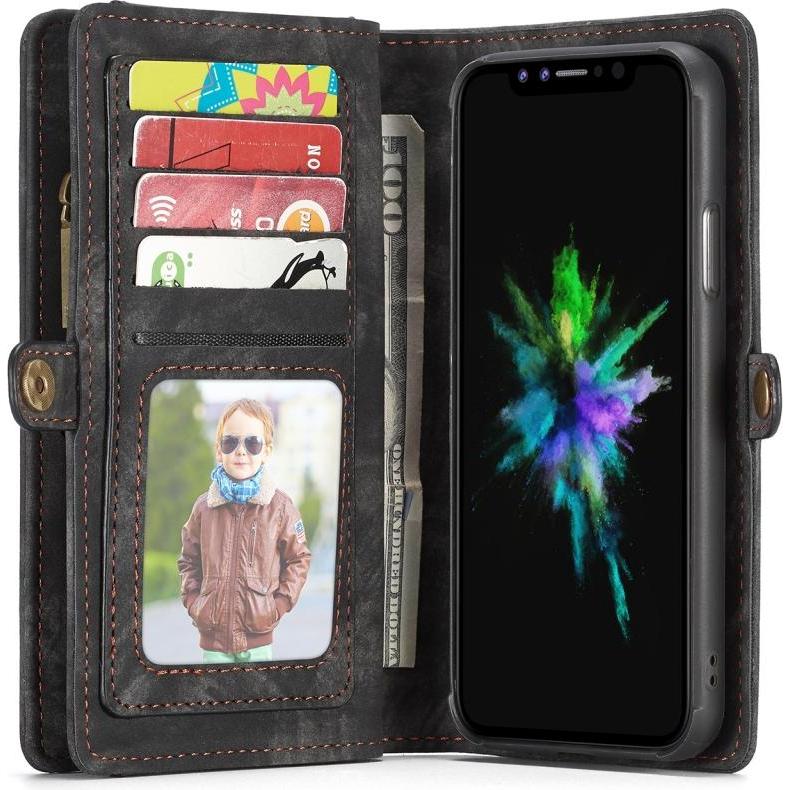 Thumbnail - Caseme Apple iPhone XS Echtleder Portemonnaie Karten Hülle (Apple iPhone XS), Smartphone Hülle, Schwarz
