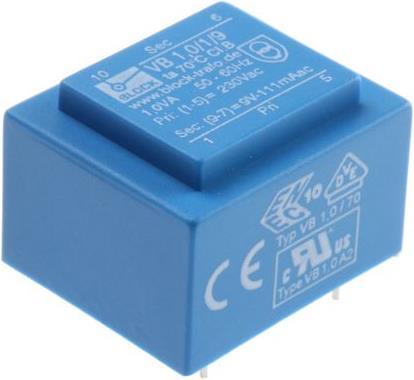 Produktbild Block Transformator PCB 1,0VA 1x9V