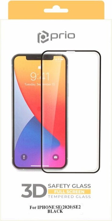 Produktbild prio 3D Displayschutzglas für iPhone SE (2022/2020) schwarz (1 Stück, Apple iPhone SE (2nd Gen), Apple iPhone SE (3rd Gen))