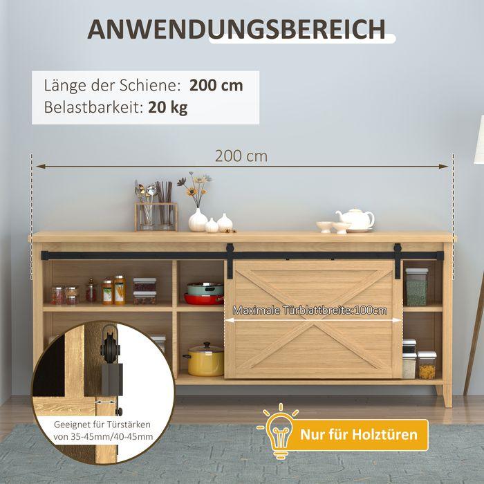Produktbild Swisshandel24 Schiebetürsystem Laufschiene Einzelschiebetür Schiebetürbeschlag für Holzschiebetür Zubehör Kohlenst