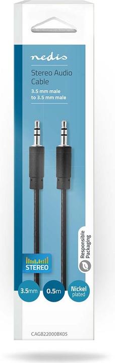 Produktbild Nedis CAGB22000BK (0.5M) (0.50 m, 3.5mm Klinke (AUX))