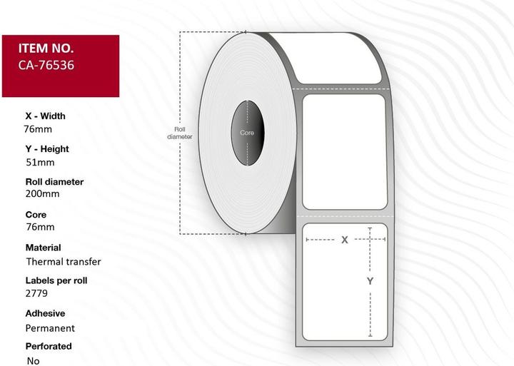 Actual product image Capture Label 76 x 51mm, Core 76mm (76 mm)