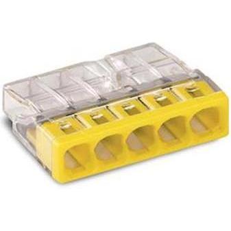 Wago, Kabelverbindung, COMPACT-VERBINDUNGSKLEMME - FÜR EINDRÄHTIGE LEITER - max. 2.5 mm² - 5-LEITER - TRANSPARENTES GEHÄ...