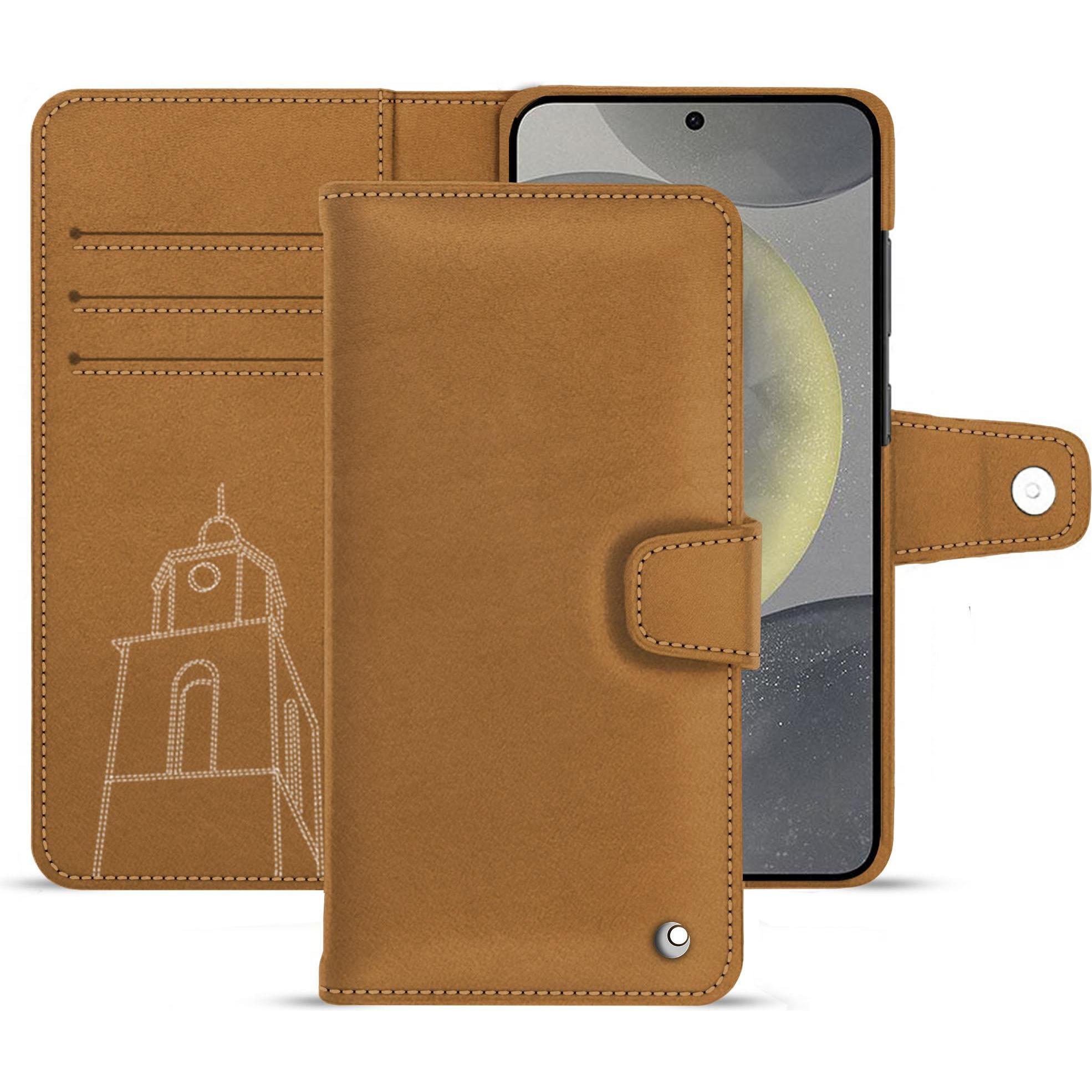 Noreve Lederschutzhülle (Samsung Galaxy S24), Smartphone Hülle, Braun