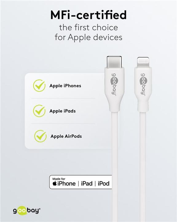 Actual product image Goobay USB C – Lightning (2 m, USB 2.0, 12.50 W)