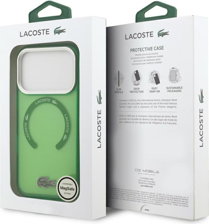 Immagine prodotto Lacoste Shockproof Transparent Frosted MagSafe Case for iPhone 17 Pro Green (Apple iPhone 17 Pro)