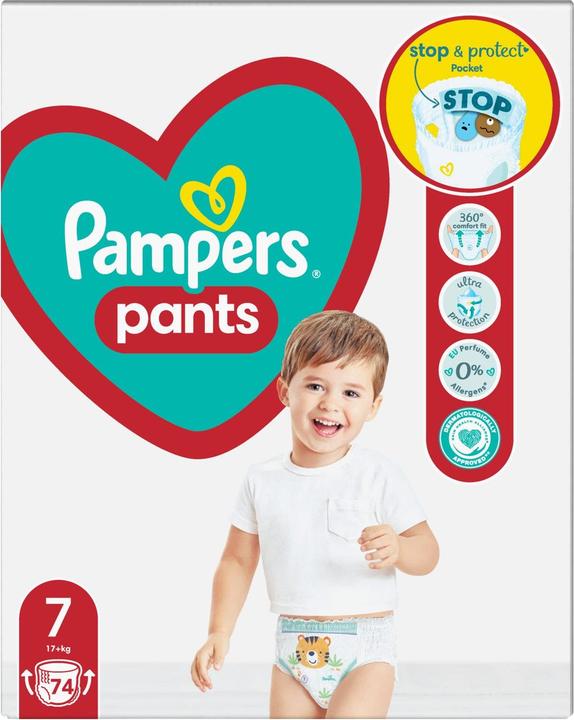 Productafbeelding Pampers Luiers - Slipjes Broekjes Maat 7, 17kg+, 74 st. (Maat 7, Halfjaarlijks pakket, 74 Stuk)