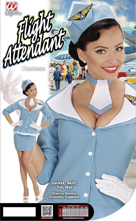 Actual product image Widmann Costume Retro Hostess: Jacket, Skirt, Tie, Hat (L)