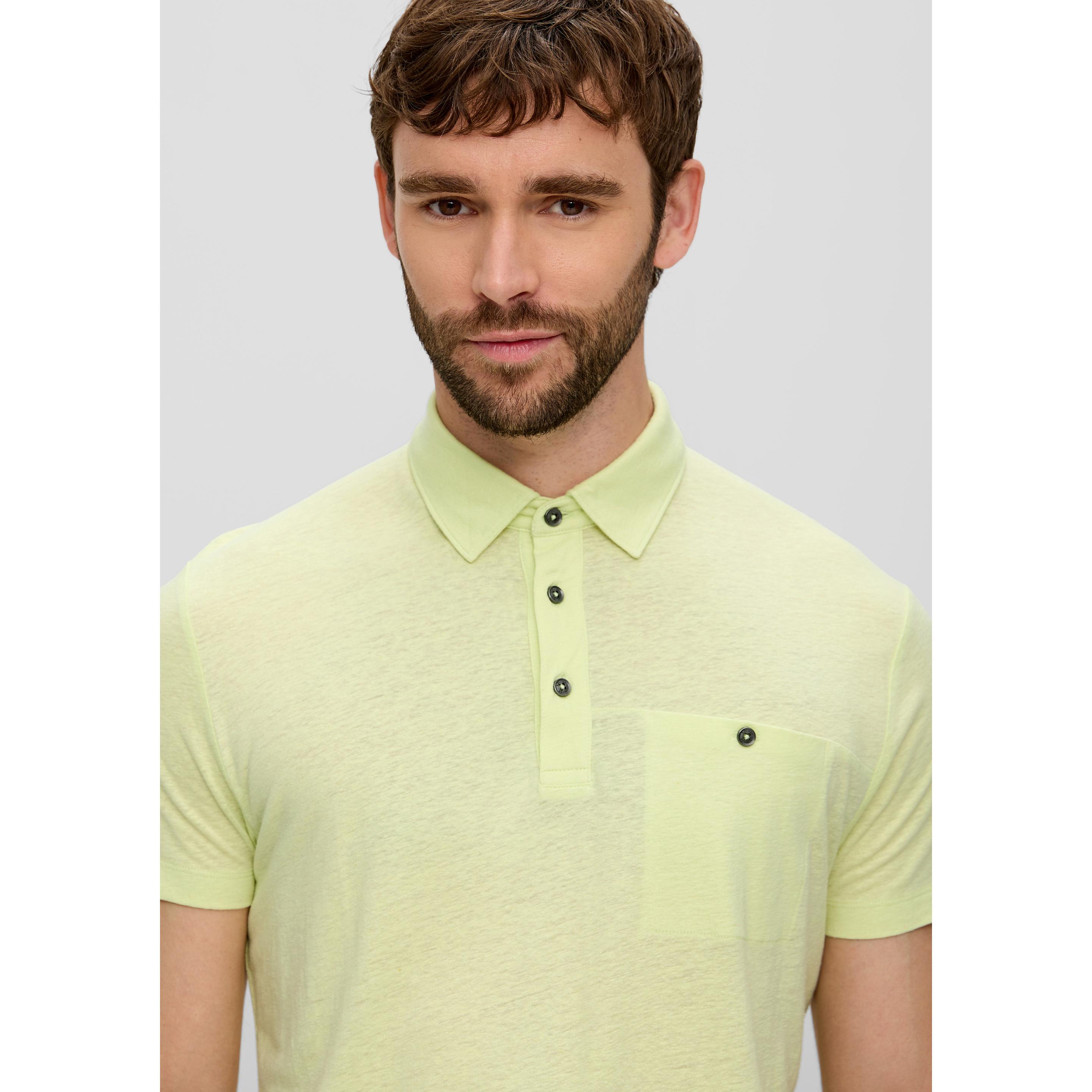 Polo-Shirt Poloshirt aus Leinenmix mit Brusttasche Galaxus