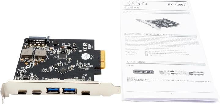Produktbild Exsys GmbH USB 3.2 Gen2 PCIe (x2) Karte mit 5 Ports ( 2A+3C Anschlüsse)