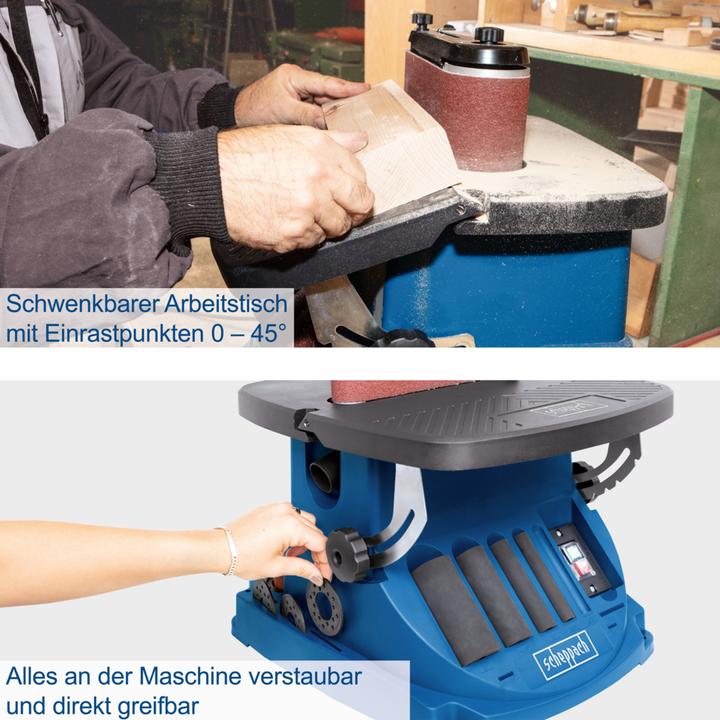 Immagine prodotto Scheppach OSM600 Levigatrice per bordi, nastri e mandrini oscillante 220-240V 50Hz (Smerigliatrice, 450 W)