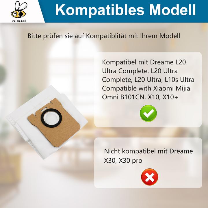 Produktbild Flickbee Staubbeutel zu Dreame L10 / L20 Ultra & Xiaomi X10+ X20+ (1x)