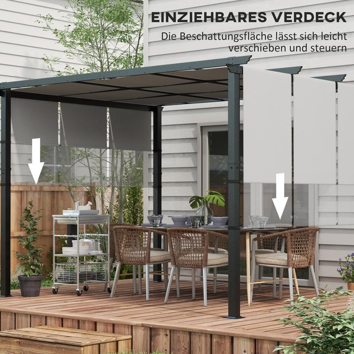 Immagine prodotto Outsunny Pergola Stahl, Polyester Hellgrau (357 cm, 296 cm)
