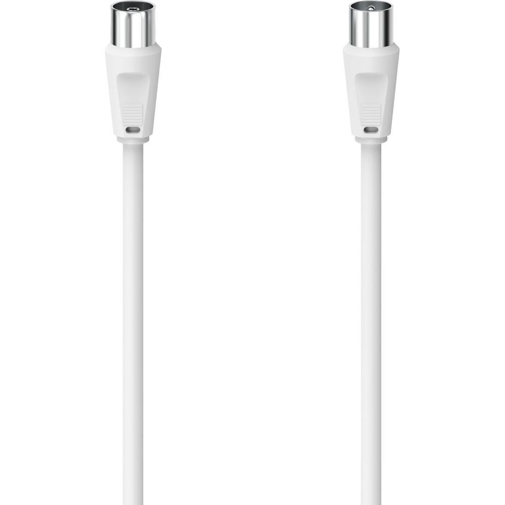 Hama Antennen-Kabel, Koax-Stecker - Koax-Kupplung, 3 m, 75 dB, Weiss (75 dB, Antennenkabel), Antennenkabel