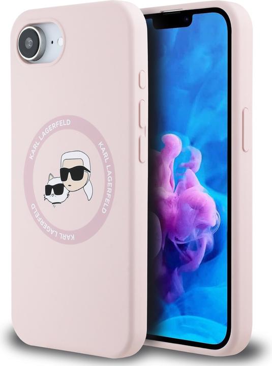 Karl Lagerfeld Back panel cover - Liquid Silicone K&CH Heads MagSafe Case for iPhone SE4 Pink (Apple iPhone 16e)